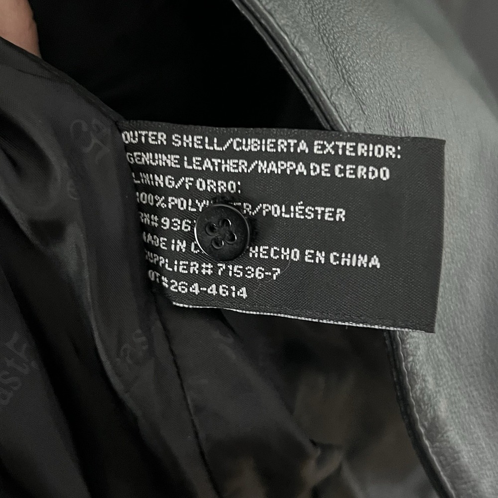 East 5th Black Genuine Leather Jacket Womens 2X Button Front Coat‎ Sleek Clean - Picture 6 of 9